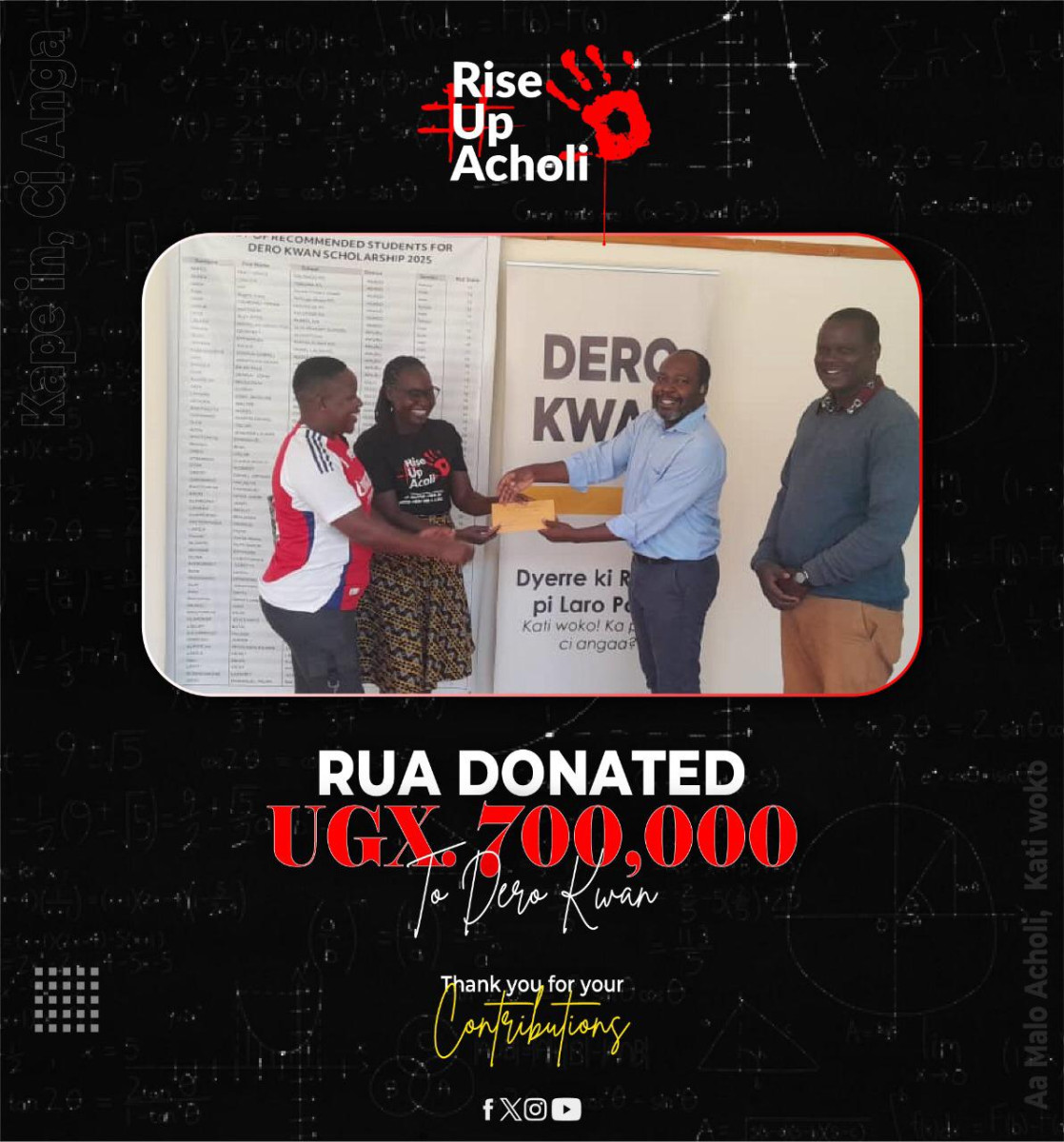 On June 9, 2025, Rise Up Acholi (RUA) Generously Donating UGX 700,000 to Rocco Paco Towards Dero Kwan initiative.